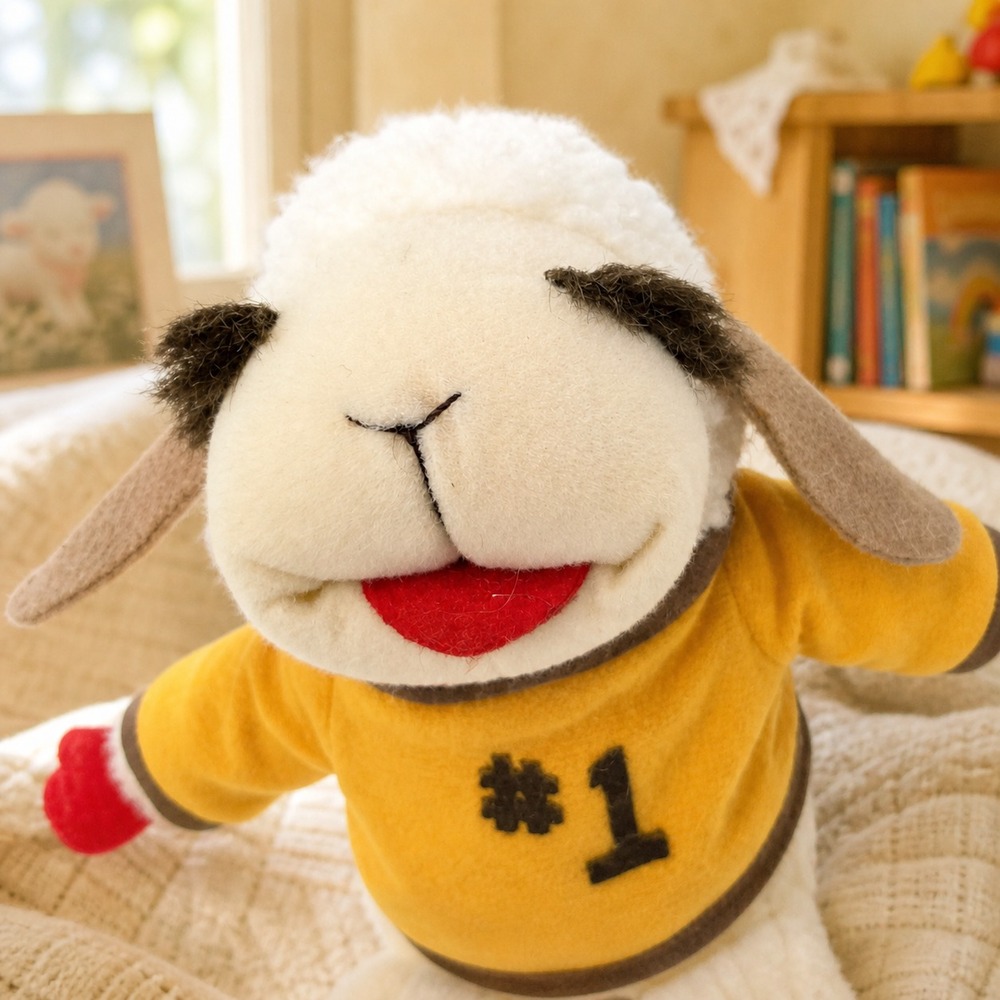 Vintage 1993 Lamb Chop Plush With Yellow Sweater Sheri Lewis 9 inch